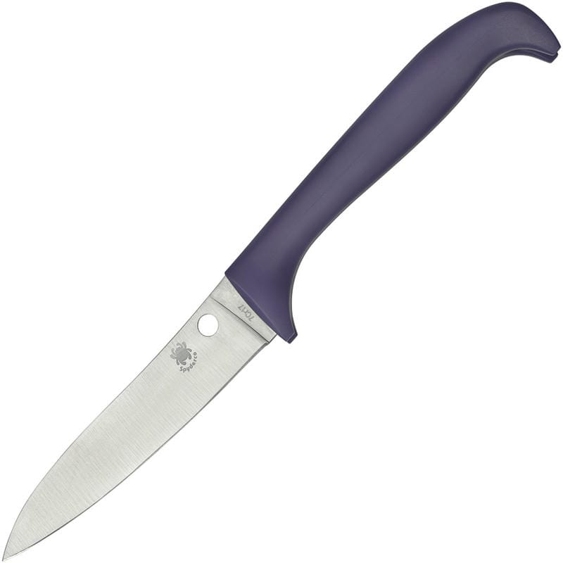 Spyderco Counter Critter Kitchen Knife - 3.95" 7Cr17 Plain Blade Purple Plastic Handle