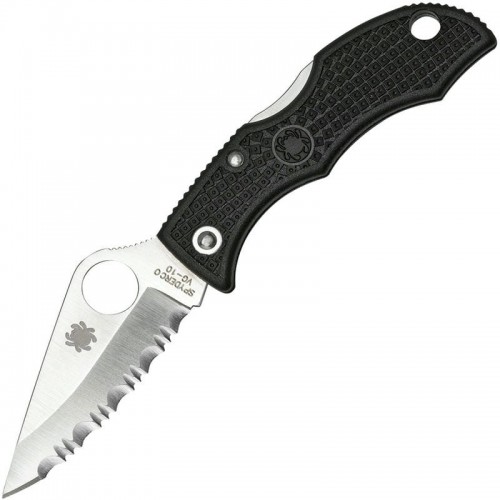 Spyderco Ladybug 3 Key Ring Knife - 1.938" VG10 Serrated Blade Black FRN Handle