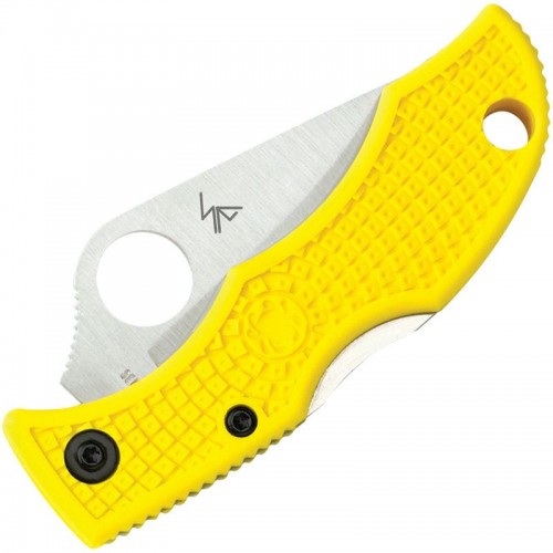Spyderco Ladybug 3 Salt Folding Knife - 1.94" H1 Rust Proof Serrated Blade Yellow Handle