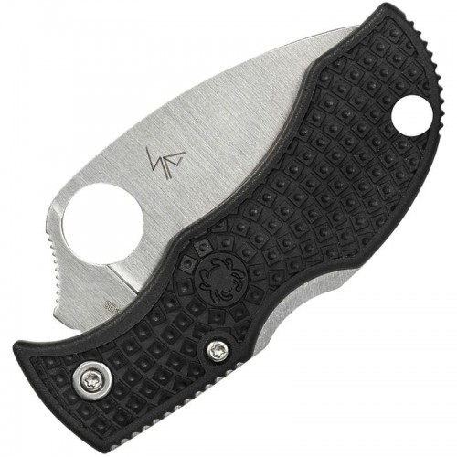 Spyderco MBKWS Manbug Folding Knife - 1.97" Satin Wharncliffe Serrated Blade, Black Handles
