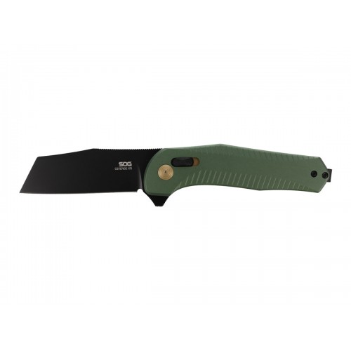 SOG Diverge XR Lock Folding Knife - 3" D2 Black PVD Modified Sheepsfoot Blade Forest Green Aluminum Handle