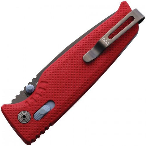 SOG Altair XR Folding Knife - 3.19" 154CM Black TiNi DP Blade Canyon Red GRN Handle