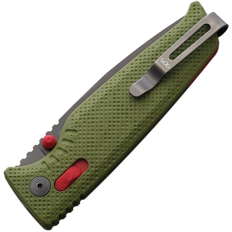 SOG Altair XR Folding Knife - 3.19" 154CM Black TiNi DP Blade Field Green GRN Handle