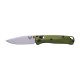 Benchmade 533SL-10 Mini Bugout Folding Knife - 2.82" S90V Silver Cerakote Plain Blade Woodland Green Aluminum Handle