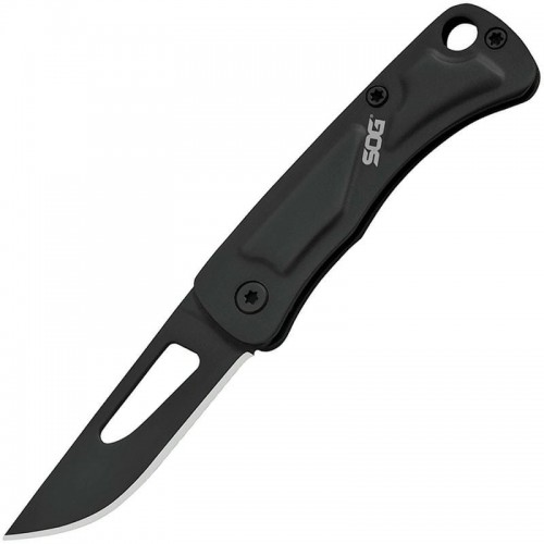 SOG Centi I UK EDC Folding Knife - 1.4" Black Oxide Blade, Black Stainless Steel Handles