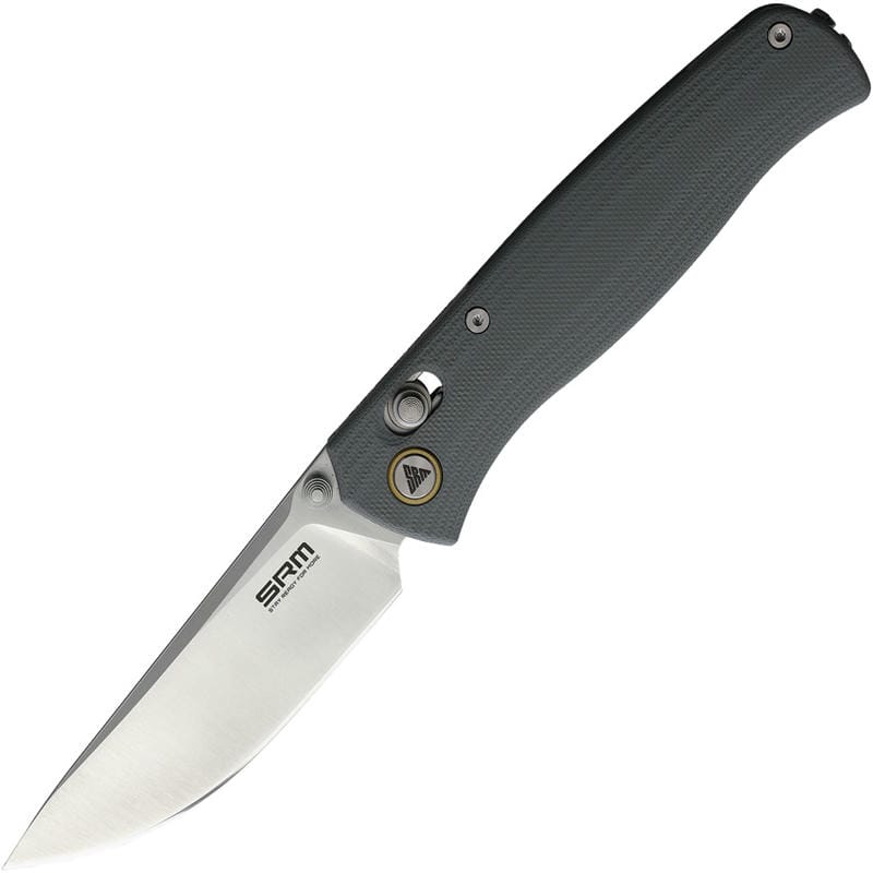 SRM Knives 255L-GK Ambi-Lock Folding Knife - 3.2" 10Cr15CoMoV Blade Grey G10 Handle