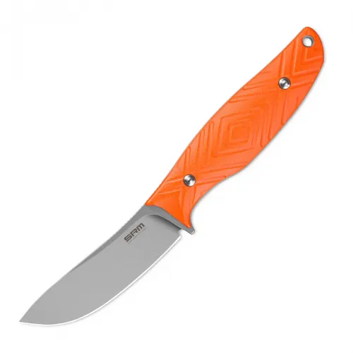 SRM Knives Fossa Fixed Blade Knife - 3.44" 14C28N Blade Orange G10 Handle
