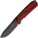 SRM Knives 7228L-GV Large Rubik Folding Knife - 3.62" Black VG-10 Blade Red and Black G10 Handle Crossbar Lock