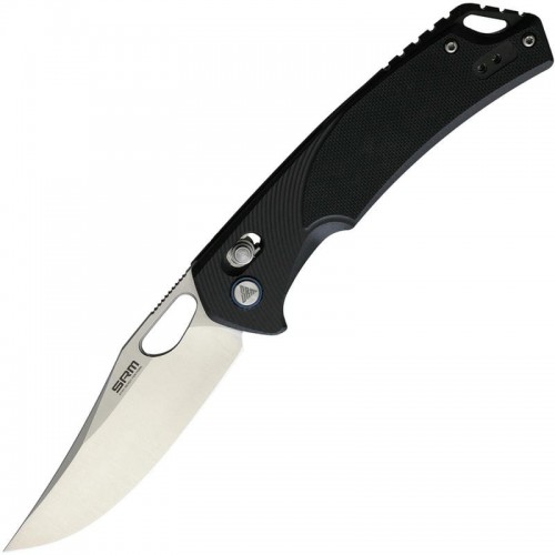 SRM Knives 9201 Folding Knife - 3.54" D2 Clip Point Blade Black G10 Handle Crossbar Lock