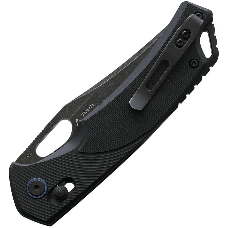 SRM Knives 9201-GB Folding Knife - 3.54" D2 Black Blade Black G10 Handle Crossbar Lock