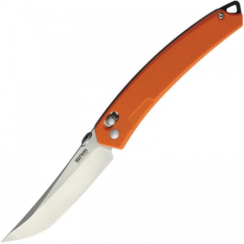 SRM Knives 9211-GJ Folding Knife - 3.57" Satin Tanto Blade Orange G10 Handle Crossbar Lock