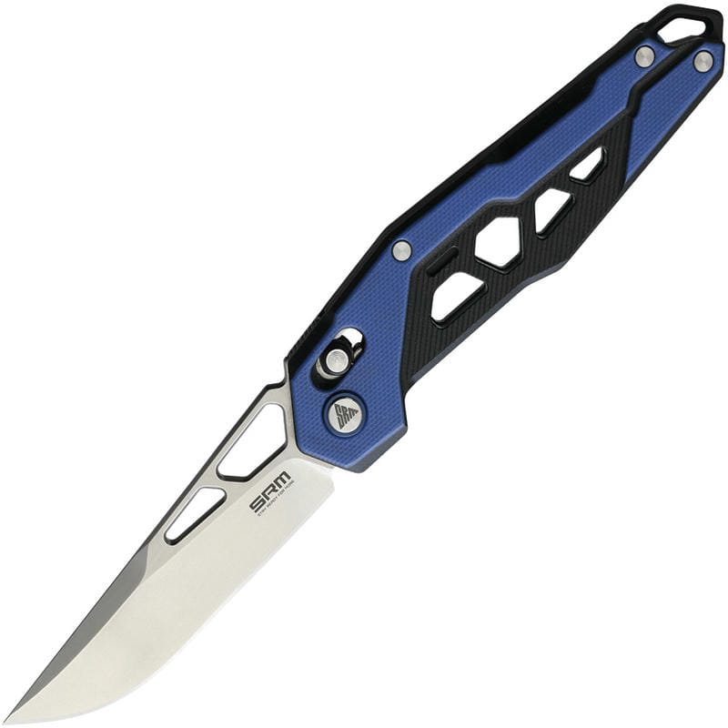 SRM Knives 9225-GI Mecha Folding Knife - 3.27" Blade Blue and Black G10 Handle