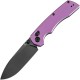 Tenable Knives Kryo Crossbar Lock Folding Knife - 3.58" 14C28N Black Stonewashed Drop Point Blade Purple Aluminum Handle