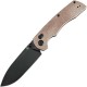 Tenable Knives Kryo Crossbar Lock Folding Knife - 3.58" 14C28N Black Stonewashed Drop Point Blade Brown Micarta Handle