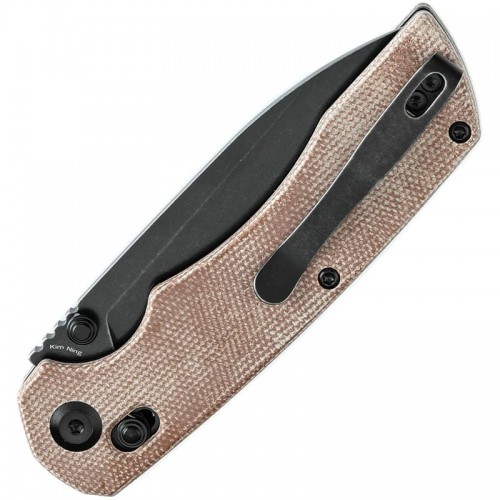 Tenable Knives Kryo Folding Knife - 3.58" 14C28N Black Stonewashed DP Blade Brown Micarta Handle