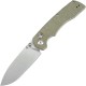 Tenable Knives Kryo Crossbar Lock Folding Knife - 3.58" 14C28N Stonewashed Drop Point Blade Green Micarta Handle