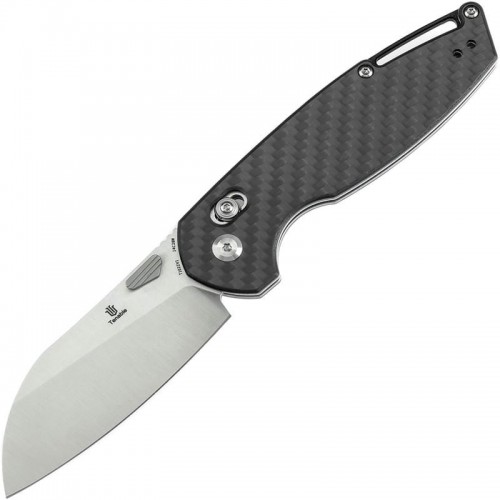 Tenable Knives Model 6 Folding Knife - 3.1" 14C28N Sheepsfoot Blade Twill Carbon Fiber Handle