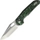 Vosteed Thunderbird Trek - 2.98" M390 Satin Compound DP Blade Green Cloud CF Handle