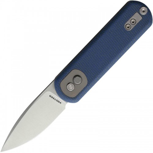 Vosteed Corgi Pup Trek Lock Knife - 2.37" 14C28N Satin DP Blade Blue Micarta Handle