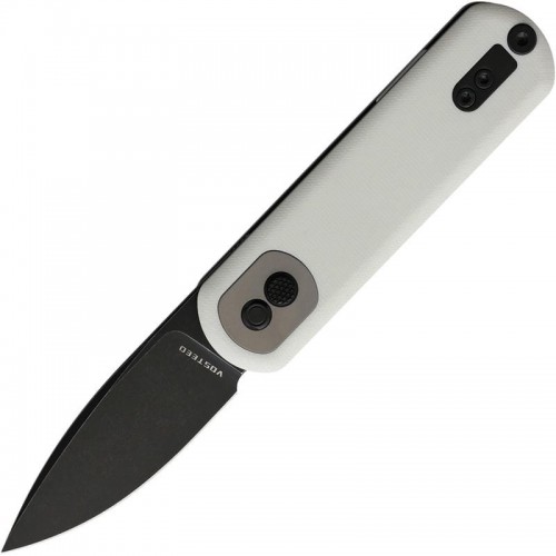 Vosteed Corgi Pup Trek Lock Knife - 2.37" 14C28N Black Blade White G10 Handle