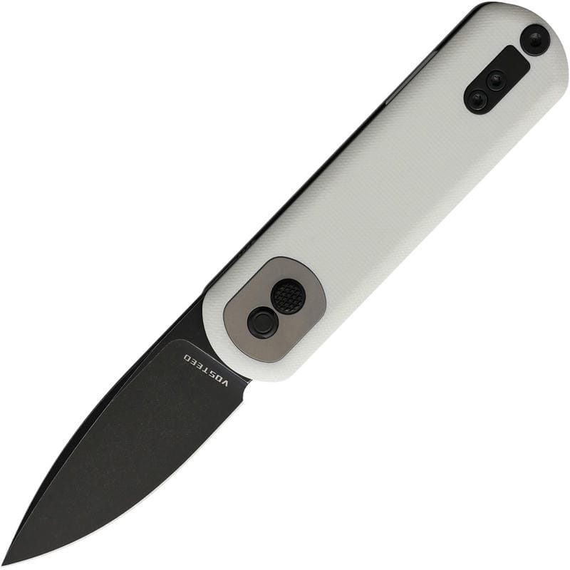 Vosteed Corgi Pup Trek Lock Knife - 2.37" 14C28N Black Blade White G10 Handle