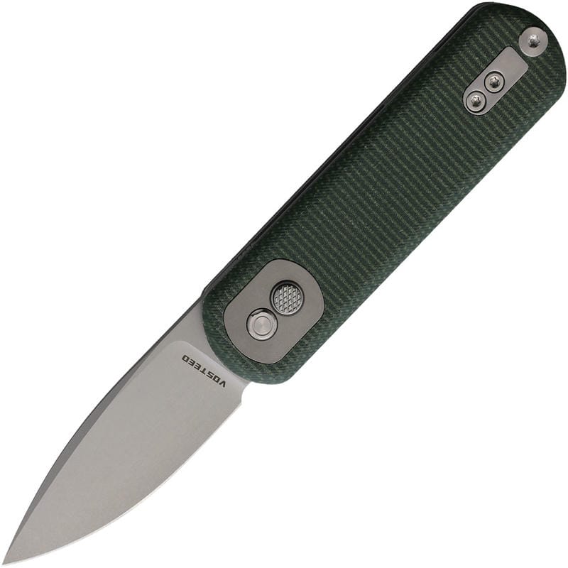 Vosteed Corgi Pup Trek Lock Knife - 2.37" 14C28N Satin DP Blade Green Micarta Handle