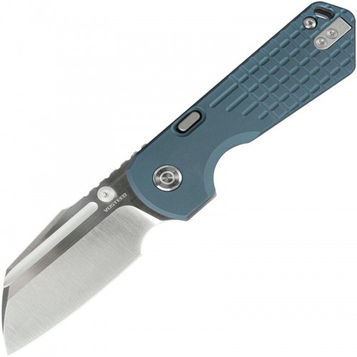 Vosteed Hedgehog Folding Knife - 2.99" CPM-S35VN Two-Tone Sheepsfoot Blade Blue Frag Aluminum Handle
