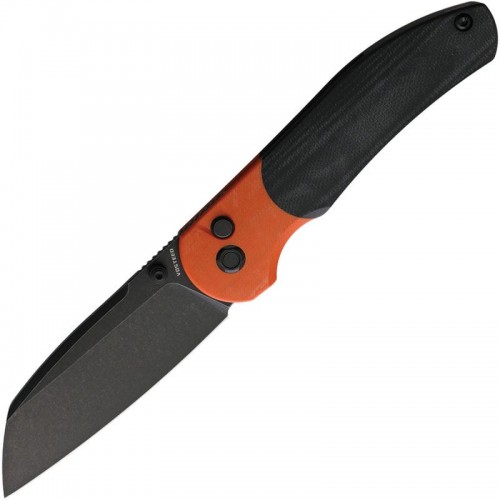 Vosteed Thornton Folding Knife - 3.18" 14C28N Black Stonewashed Sheepsfoot Blade Orange and Black G10 Handle