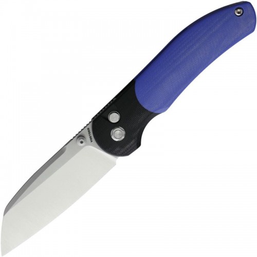 Vosteed Thornton Folding Knife - 3.18" 14C28N Sheepsfoot Blade Blue and Black G10 Handle
