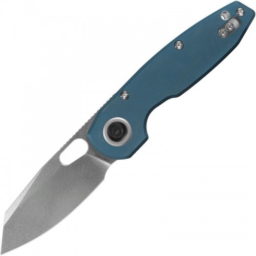 Vosteed Ankylo Folding Knife - 3.18" Elmax Reverse Tanto Blade Blue Aluminum Handle
