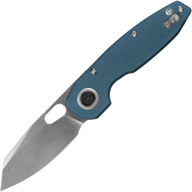 Vosteed Ankylo Folding Knife - 3.18" Elmax Reverse Tanto Blade Blue Aluminum Handle
