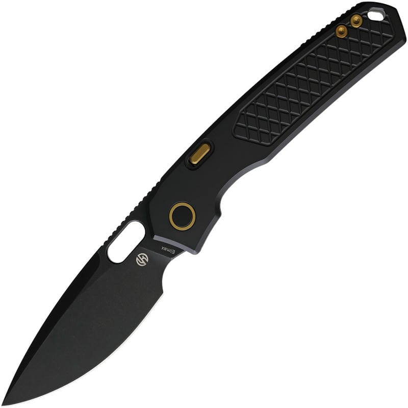 Vosteed Psyop Top Liner Lock - 3.32" Black Elmax Blade with Black Checkered Titanium Handle