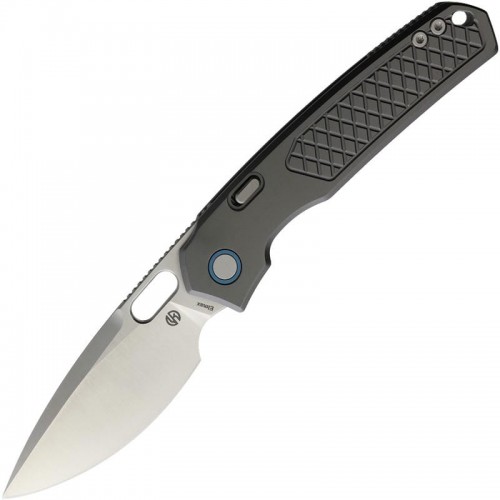 Vosteed Psyop Top Liner Lock - 3.32" Elmax Blade with Grey Checkered Titanium Handle