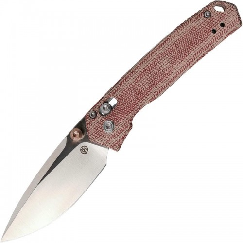 Vosteed Mini Psyop  Crossbar Lock - 2.69" Elmax Blade Norplex UltreX Red Micarta Handle