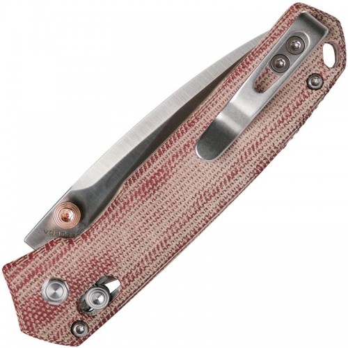 Vosteed Mini Psyop  Crossbar Lock - 2.69" Elmax Blade Norplex UltreX Red Micarta Handle