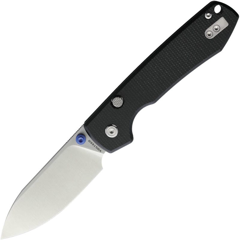 Vosteed Raccoon Linerlock Folding Knife - 3.25" 14C28N Stonewashed DP Blade Black Micarta Handle
