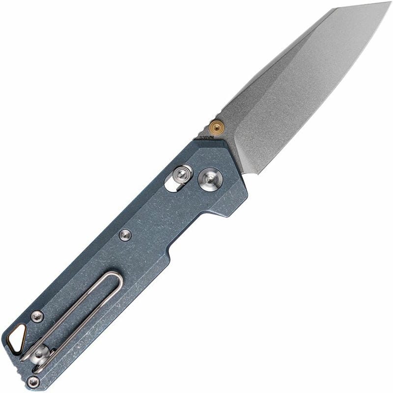 Vosteed Parallel Crossbar Lock Folding Knife - 2.9" S35VN Reverse Tanto Blade Blue Titanium