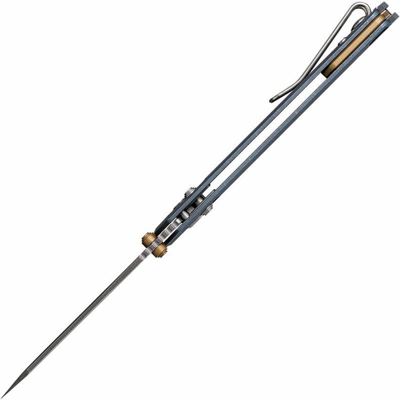 Vosteed Parallel Crossbar Lock Folding Knife - 2.9" S35VN Reverse Tanto Blade Blue Titanium