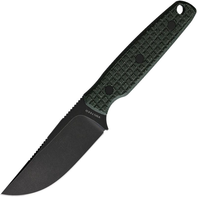 Vosteed Yue Mink Fixed Blade Knife - 3.33" Nitro-V Blade Frag Milled Green Micarta Handle