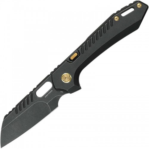 Vosteed RSKAOS Top LinerLock Knife - 3.3" M390 Black Sheepsfoot Blade Black Titanium Handle