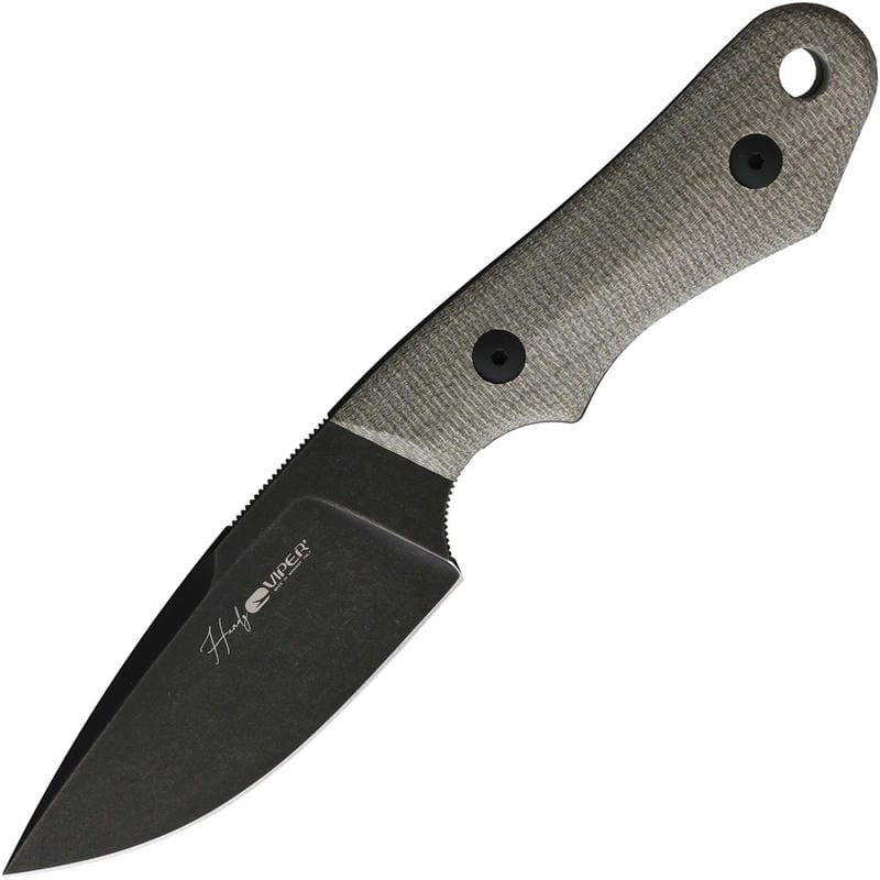 Viper Knives Handy Fixed Blade Knife - 3.3" CPM-MagnaCut Black Blade 3D Machined Green Canvas Handle