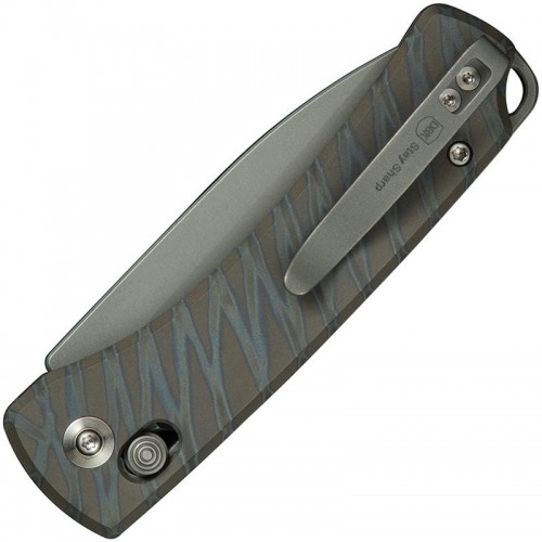 We Knife DBK Dutch Bushcraft NightBlade - 2.98" CPM-20CV Grey Blade Tiger Stripe Flamed Titanium Handle