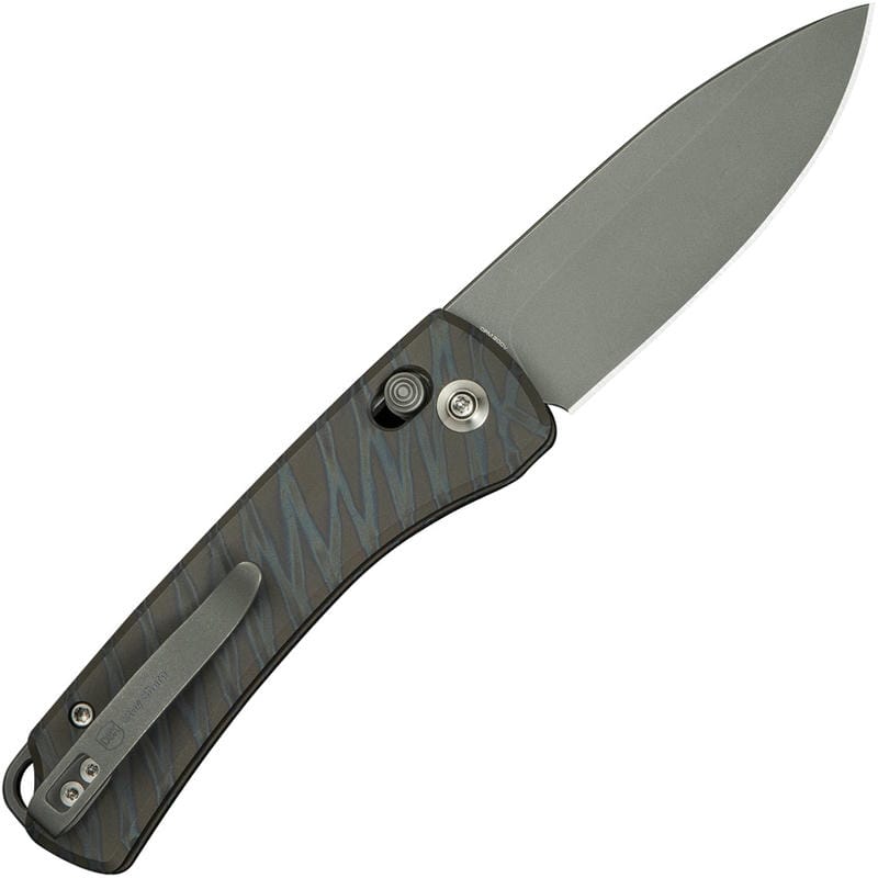We Knife DBK Dutch Bushcraft Knives NightBlade - 2.98" CPM-20CV Grey DP Blade Tiger Stripe Flamed Titanium Handle