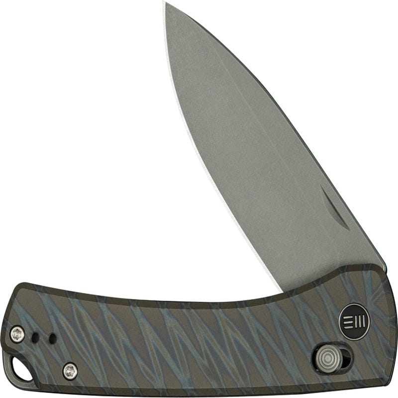 We Knife DBK Dutch Bushcraft Knives NightBlade - 2.98" CPM-20CV Grey DP Blade Tiger Stripe Flamed Titanium Handle