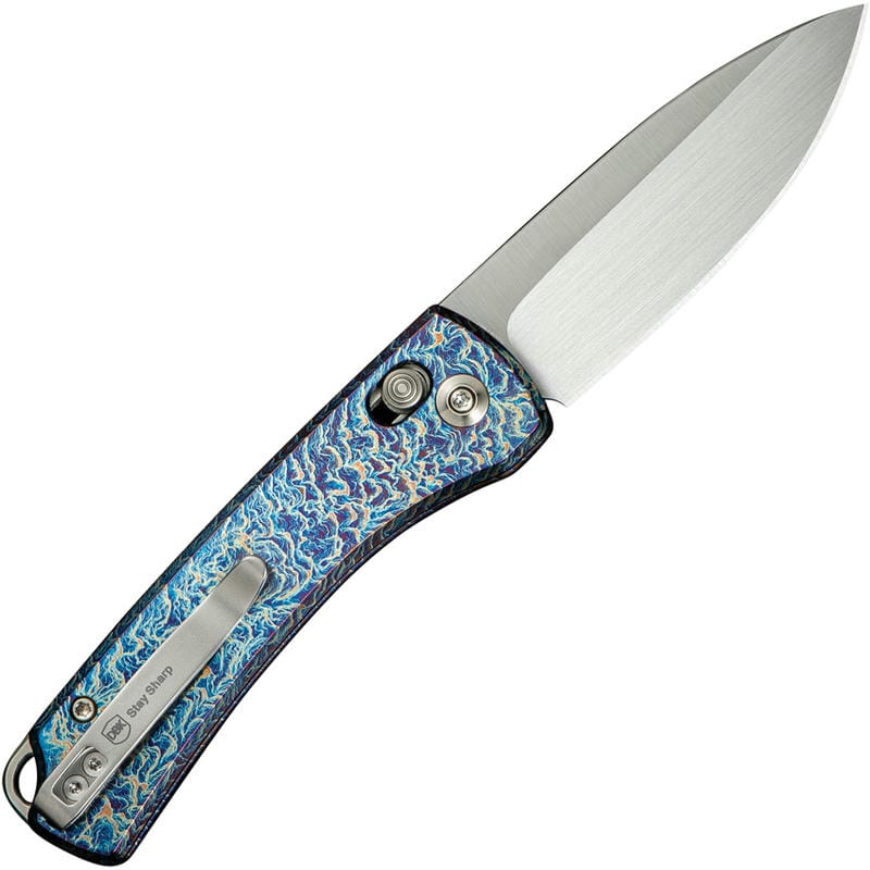 We Knife DBK Dutch Bushcraft Knives NightBlade - 2.98" CPM-20CV Grey DP Blade Chidori Flamed Titanium Handle