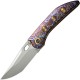 We Knife Attor Integral Frame Lock Folding Knife - 3.55" CPM-20CV Polished Bead Blasted Modified Persian Blade Flamed One-Piece Titanium Handle
