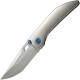 We Knife Attor BB Folding Knife - 3.55" CPM-20CV Bead Blasted Modified Persian Blade Bead Blast Titanium Handle