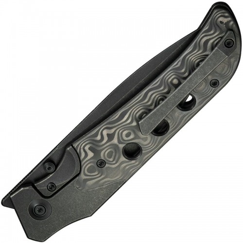 We Knife Guthrie Folding Knife - 3.94" CPM-20CV Black Blade Black Titanium Handle Rose Carbon Fiber Scales