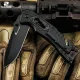HX Outdoors Infantry Pocket Knife - 3.3" Black Coated Blade G10 Aluminium Handle with Glass Breaker Strap Cutter Cyclaire Knives and Tools