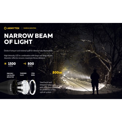 Armytek Barracuda Pro Searchlight - 1500 Lumens - 800m Beam